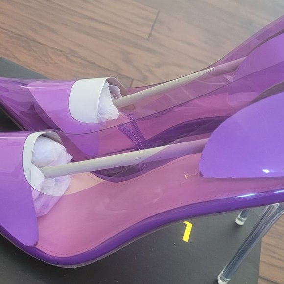 Purple Transparent 4 inch Heels - Picture 3 of 4